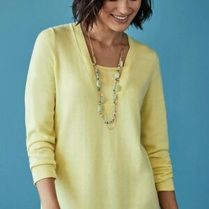 NWT J. Jill Mixed Media Spring Sweater  Buttercup Yellow Small
